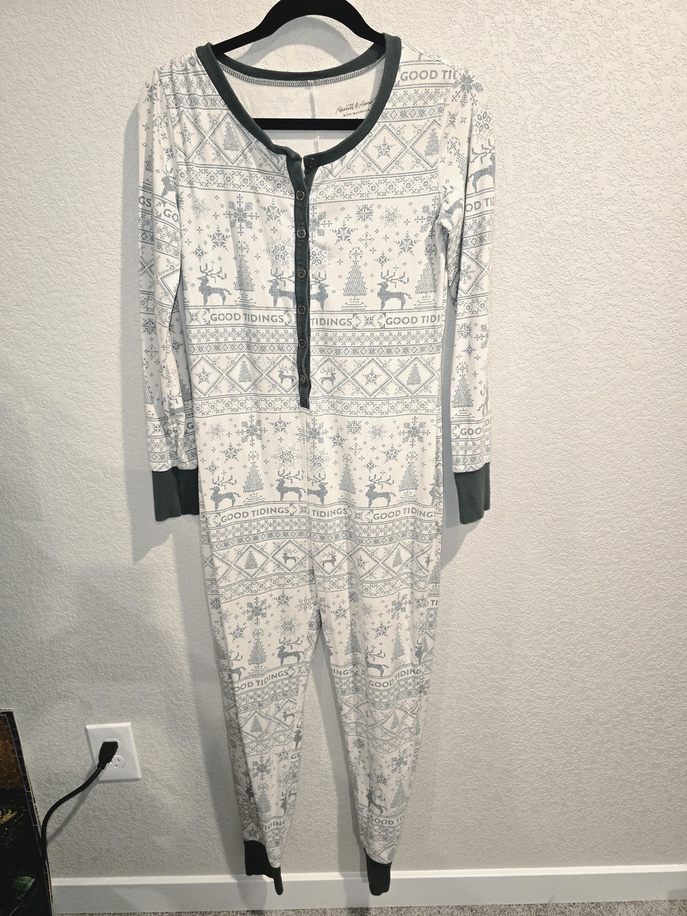Hearth & Hand with Magnolia Holiday Fair Isle One Piece Pajamas XS